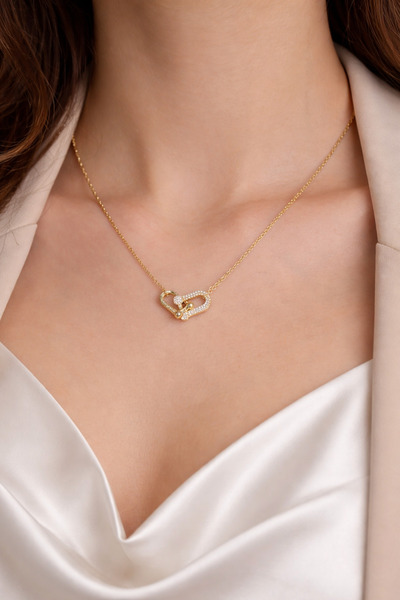 ANKA JEWELLRY قلادة نسائية من الفولاذ المقاوم للصدأ طراز TİFF ذهبية اللون