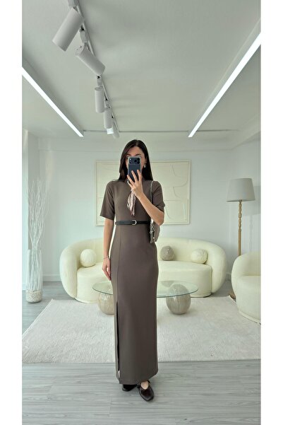 LUUNA STORE Rochie maro cu detalii eșarfă
