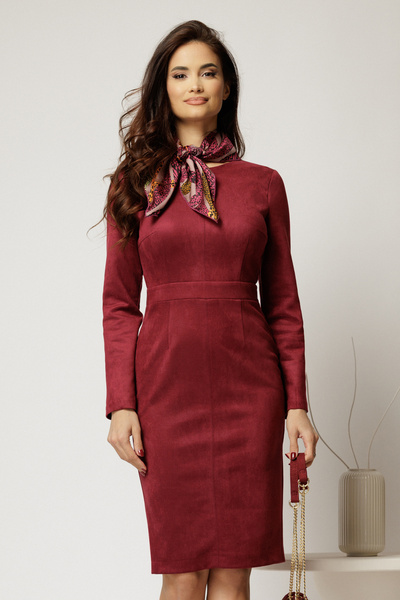 DyFashion Rochie DY Fashion conica bordo din piele intoarsa