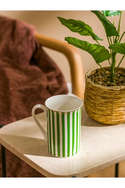 LC Waikiki LCW HOME Yeşil Çizgi Baskılı Porselen Kupa 280 Ml