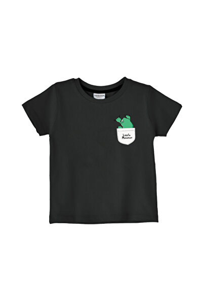 Yoo Street Cute Little Monster On Pocket T-Shirt for Unisex Kids 100% Cotton ...