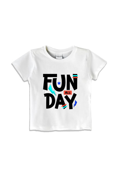 Yoo Street Fun Day T-Shirt for Unisex Kids – 100% Cotton Multiple Colors – Si...