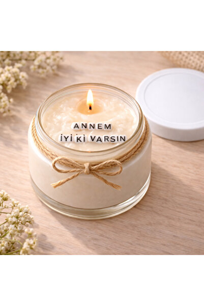 Verda Desing Annem İyi Ki Varsın Notlu Kokulu Kavanoz Mum - Özel Notlu Hediye...