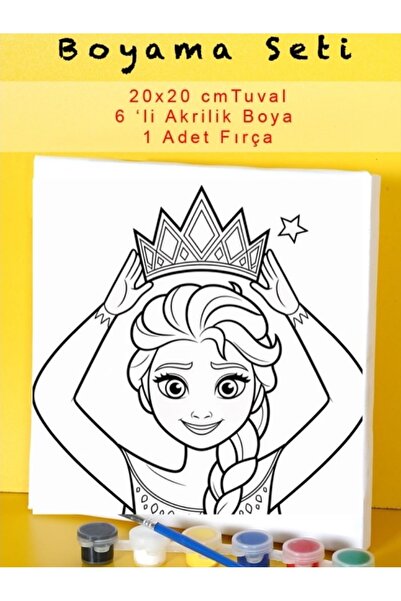 Tuval Elsa buz kraliçesi boyama seti (taçlı)