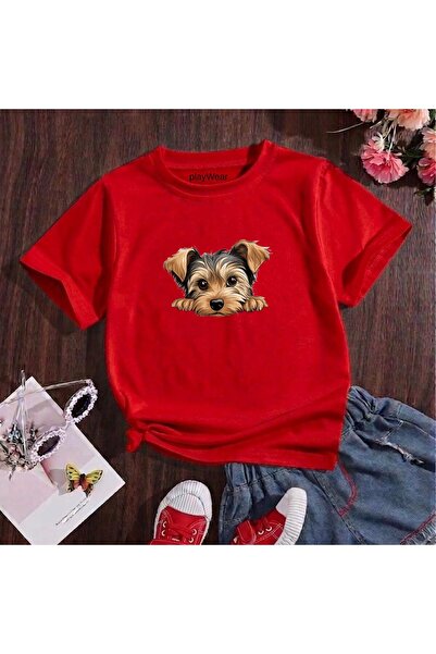 playwear Καφέ μπλουζάκι με στάμπα σκύλου, 100% βαμβακερό, με λαιμόκοψη ποδηλά...