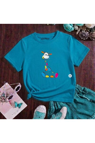 playwear Παιδικό unisex μπλουζάκι με στάμπα καμηλοπάρδαλης με στίγματα, 100% ...