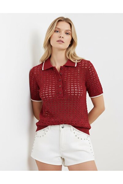 Noi Belis Πλεκτή μπλούζα με γιακά πόλο και μισό κούμπωμα SS26BZ0101