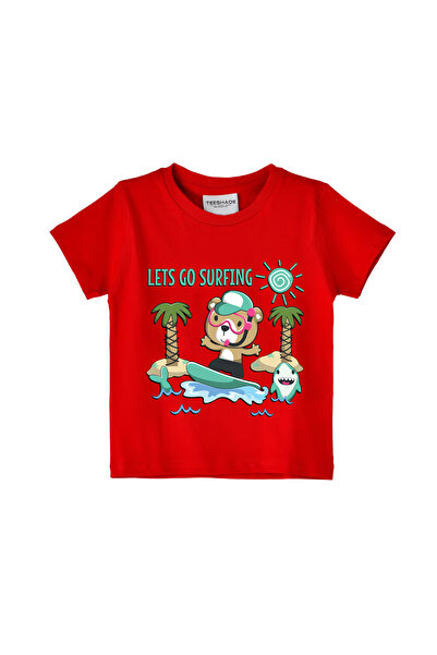 Yoo Street Lets Go Surfing T-Shirt for Unisex Kids – 100% Cotton Multiple Col...