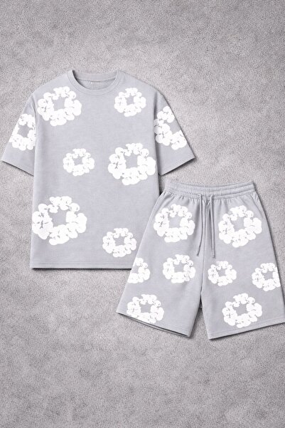 CLASSY.MODA Oversize Unisex Shorts T-Shirt - 3D Puff Embossed Printed Floral ...