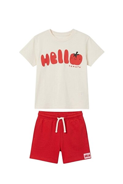 daisydolly Set din bumbac cu imprimeu și pantaloni scurți pentru fete