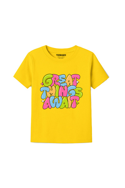 Yoo Street Great Things Await T-Shirt for Unisex Kids – 100% Cotton Multiple ...