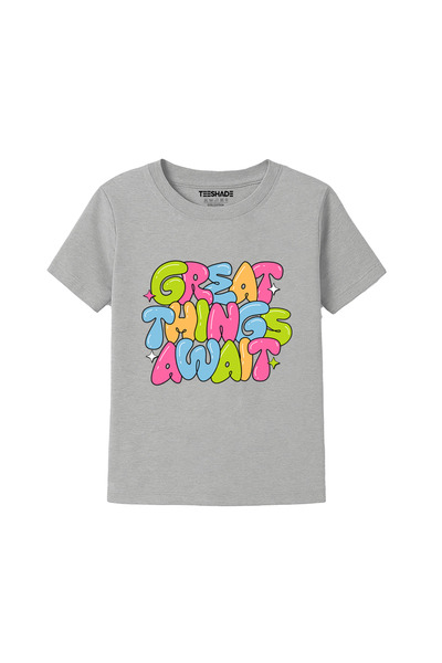 Yoo Street Great Things Await T-Shirt for Unisex Kids – 100% Cotton Multiple ...