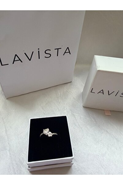 Lavista Silver Çift Kalpli Gümüş Yüzük