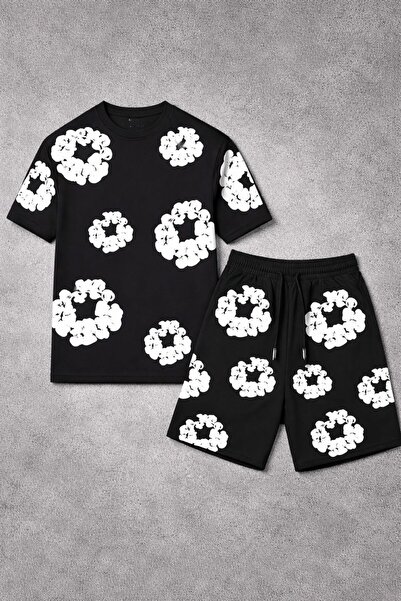 CLASSY.MODA Oversize Unisex Shorts T-Shirt - 3D Puff Embossed Printed Floral ...