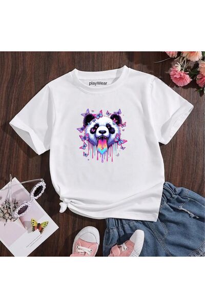 playwear Dečija unisex majica sa printom leptira i pande, 100% pamuk, okrugli...