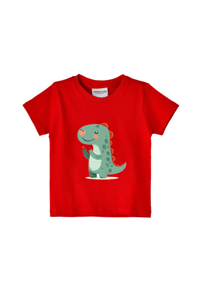 Yoo Street Green Cute Dino T-Shirt for Unisex Kids – 100% Cotton Multiple Col...