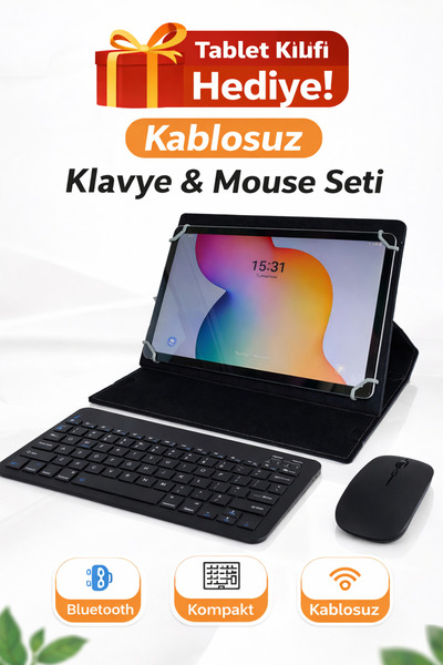 ebulduk Casper Vıa. L50/S50 Uyumlu Standlı Kılıf Bluetooth Klavye Mouse Set