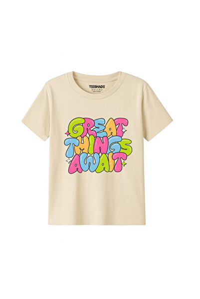 Yoo Street Great Things Await T-Shirt for Unisex Kids – 100% Cotton Multiple ...