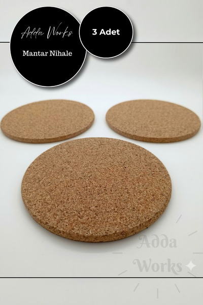 Adda Works 3 Adet Mantar Nihale Çap: 19 cm 3 lü Tencere Tava Altı Nihale Kahv...
