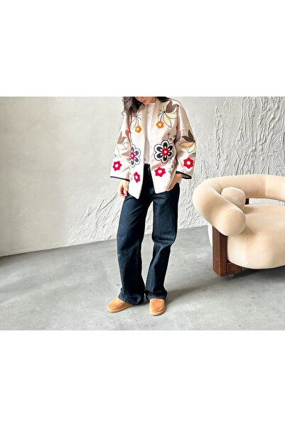 Lavanta Tekstil Jachetă brodată Punch