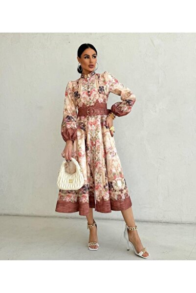 WellWay Φόρεμα από λινό ύφασμα με λεπτομέρεια με κουμπιά τύπου Zimmerman (περ...