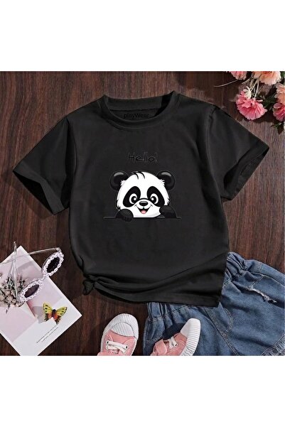 playwear Hello Panda Παιδικό unisex μπλουζάκι με στάμπα, 100% βαμβακερό, με λ...