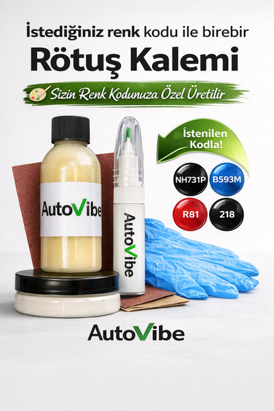 AutoVibe Peugeot Rötuş Boya Kalemi SETİ M0M1 Olivine Green Zeytin Yeşili Past...