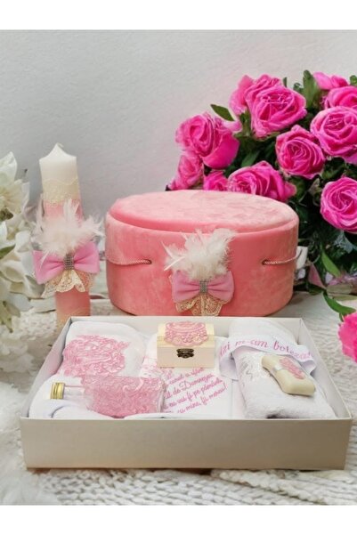 MASSIBEBE Κιτ Βάπτισης Πλήρες Σετ με Κερί και Κομψό Στρογγυλό Κουτί, Σετ Εκκλ...