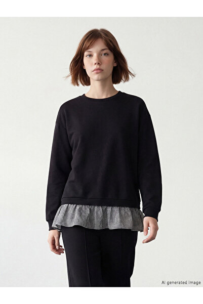 LC Waikiki Nevavm Farklı Oval Collar Plaid Women's Sweatshirt Tunic