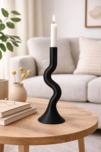 bycaeldesign Modern S Stilize Şamdan , Mumluk (7x7x22)