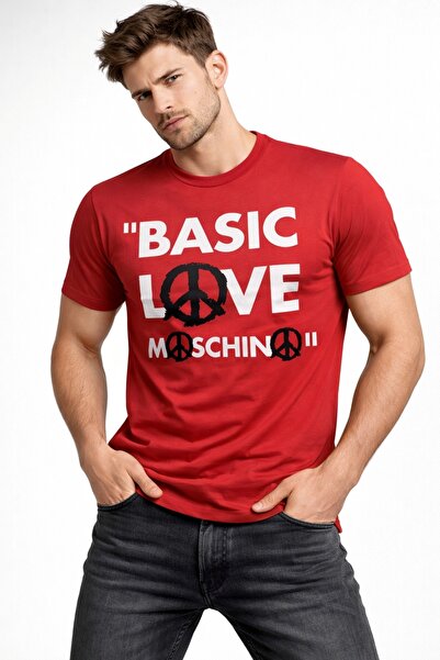 Love Moschino Slim Fit Basic Peace Symbol Logo T-Shirt