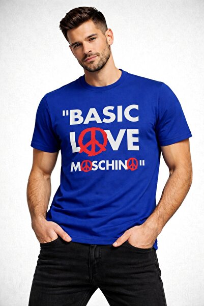Love Moschino Slim Fit Basic Peace Symbol Logo T-Shirt