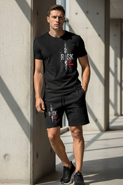 MODEX STYLE %100 Pamuk Unisex Fitness Şort Tişört Takım - Vücut Geliştirme Mo...