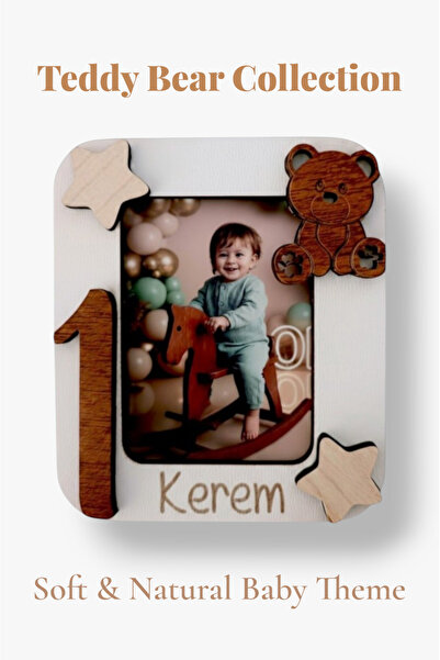 aze kids Kişiye Özel Ayıcık Temalı Ahşap 10 lu Magnet Seti – Teddy Bear Bebek...