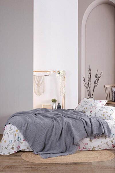 Çeyiz Diyarı Σετ διπλού κρεβατιού Şalemar 4 τεμαχίων, γκρι