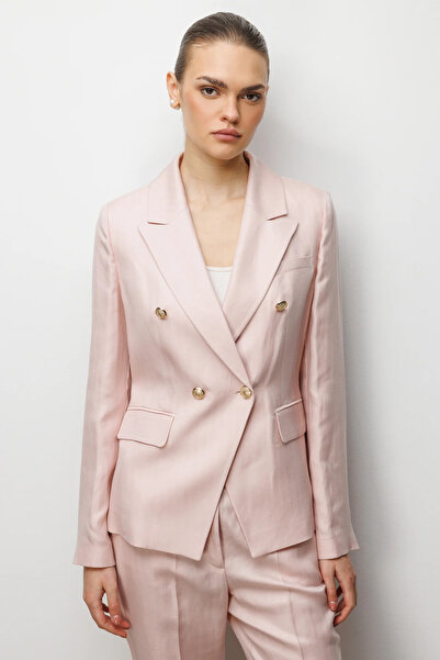 Ekol Double-Breasted Collar Jacket with Flap Pockets-1030