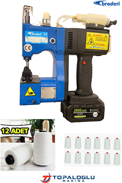 Broderi BD-9-12 Şarjlı Çuval Ağzı Dikiş Makinası Yağdanlıklı Yeni Model + 12 ...
