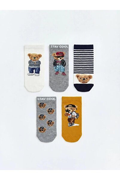 LC Waikiki Μικτές κάλτσες για αγόρια με σχέδιο αρκουδάκι, 5 τεμάχια (S6)