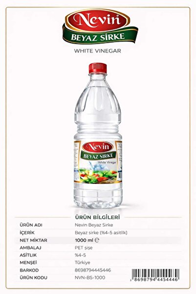 nevin Beyaz Sirke 1000 ml x 4 adet