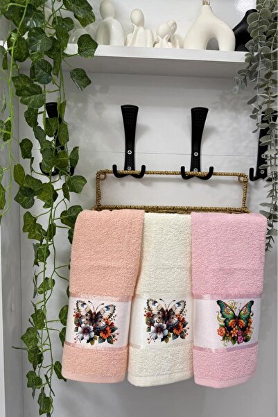 Çeyiz Diyarı Σετ πετσετών κουζίνας 3 τεμαχίων με σχέδιο πεταλούδας 30x50 εκ.