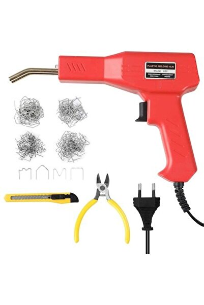 UTILIO Pistol de lipit plastic și set de capse, 50W, Roșu, cu lumină LED UTIL...
