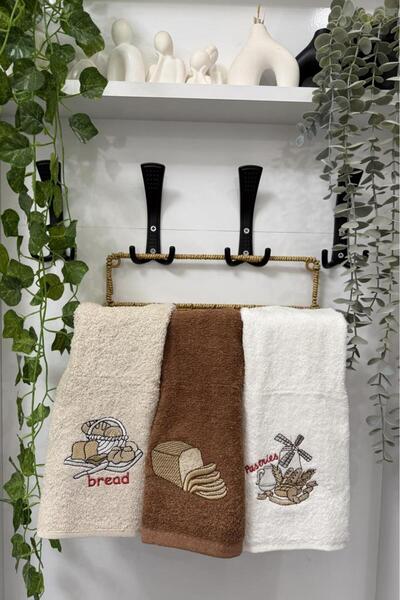 Çeyiz Diyarı Σετ Πετσέτες Κουζίνας 3 τεμαχίων με Κέντημα Νάκριντ 30x50 εκ.