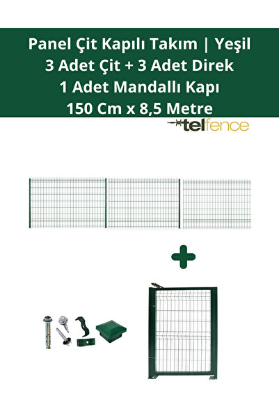 Telfence Panel Çit Takımı 8,5 Metre ( 3 Çit + 3 Direk + Mandallı Kapı ) Avant...