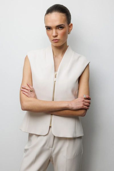 Ekol V-Neck Vest with Stitching Detail-1010