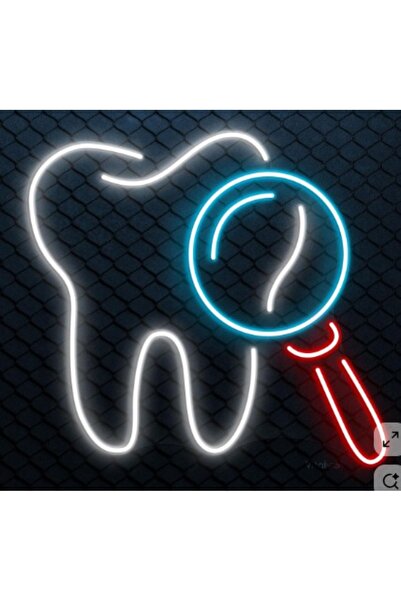 Slasa Tooth Magnifier Check Neon Sign 40x50 cm Multicolor LED with 6 mm Acryl...