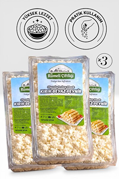 Rumeli KIRIK BEYAZ PEYNİR 3 ADET 450-500 Gr (Böreklik, Az Tuzlu, Dilediğin He...