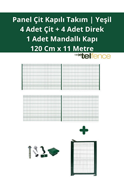 Telfence Panel Çit Takımı 11 Metre ( 4 Çit + 4 Direk + Mandallı Kapı ) Avanta...