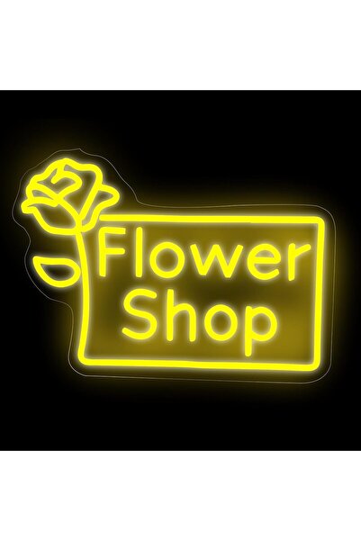 Slasa Flower Shop Neon Sign 30x40 cm Yellow LED Light with 6mm Acrylic Base, ...