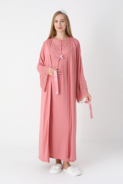 ERDENİZ TEKSTİL Σετ νυχτικών εγκυμοσύνης - Νυχτικό εγκυμοσύνης με δαντέλα γκι...