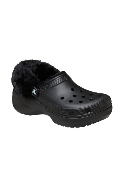 Crocs Κλασικά Σαμπό Πλατφόρμας με Επένδυση Fuzz, Μαύρα, 39-40